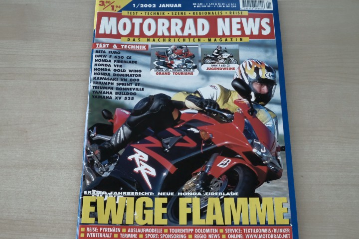 Deckblatt Motorrad News (01/2002)